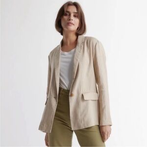 Quince Beige Single-Button Linen Blazer